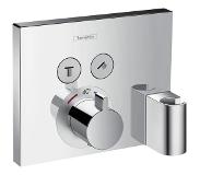 Hansgrohe ShowerSelect Afbouwdeel voor inbouwkraan - thermostatisch - omstel - 2 douchefuncties - Porter wandhouder - Fixfit muuraansluitbocht - chroom 15765000