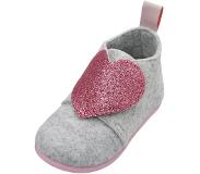 Playshoes pantoffels Hart junior vilt grijs/roze