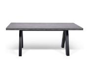 Temahome Eettafel Apex 200x100x76 - Grijs Tafelblad - Zwarte Poten