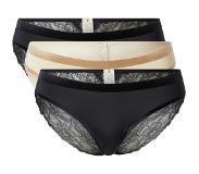 Dorina string Crystal - 3-pack - kant - Zwart/Beige - M