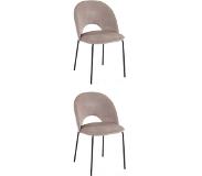 Polewolf | Set van 2 eetkamerstoelen Venus fluweel beige 50x79.5x55 cm eetkamerstoelen | NADUVI