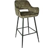 Ptmd collection PTMD Fallon Velvet barstoel bruin met zwart metale (Groen, 61x53x105cm)