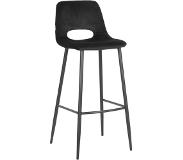 Label 51 | Barkruk Josh velvet fluweel zwart 42x104x47 cm barkrukken | NADUVI
