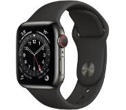 Apple Watch Series 6 GPS + Cellular 40mm Graphite Stainless Steel Case with Black Sport Band Regular