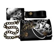 Difuzed Pike - Foil Print Black Leather Chain Wallet