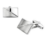 TFT Manchetknopen Poli/mat Gediamanteerd Zilver Gerhodineerd 12,5 mm x 18,5 mm