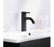 Diamond Line Wastafelkraan Rocco Opbouw Laag Rond Mat Zwart 1 Greeps