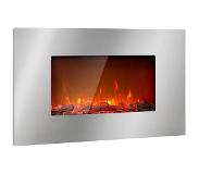 Klarstein Lausanne Luxe elektrische haard 2000W 2 warmtestanden 90 cm roestvrij staal