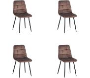 Polewolf | Set van 4 eetkamerstoelen Carre velvet velours bronskleurig 46x88x55 cm eetkamerstoelen | NADUVI