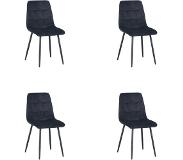 Polewolf | Set van 4 eetkamerstoelen Carre velvet velours zwart 46x88x55 cm eetkamerstoelen | NADUVI