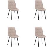 Polewolf | Set van 4 eetkamerstoelen Carre velvet velours beige 46x88x55 cm eetkamerstoelen | NADUVI