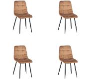 Polewolf | Set van 4 eetkamerstoelen Carre velvet velours bruin 46x88x55 cm eetkamerstoelen | NADUVI