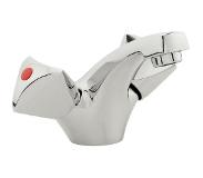 Nemo Start Riga wastafelmengkraan tweegreeps eengats met vaste bek lediging met ketting chroom 17.002-CROM