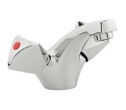 Nemo Start Riga wastafelmengkraan tweegreeps eengats met vaste bek met automatische lediging chroom 17.004-CROM