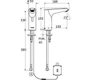 Schell Xeris E HD-K elektronische wastafelkraan medium v. koud water m. batterij 6V m. infrarood sensor chroom