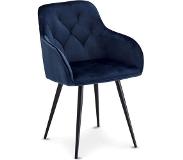 Solliden Nanna eetkamerstoel donkerblauw velours, zwarte metalen poten.