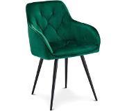 Solliden Nanna eetkamerstoel groen velours, zwarte metalen poten.