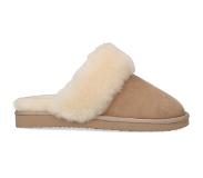 Manfield Beige pantoffels met wollen voering | Maat 41