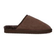 Manfield Bruine suède pantoffels | Maat 44