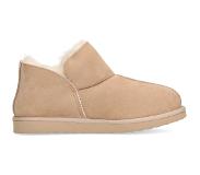 Manfield Hoge beige pantoffels met wollen voering | Maat 42