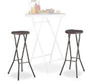 Relaxdays barkurk inklapbaar - barstoel 2 stuks - weerbestendig - kruk - kunststof - bruin