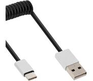 InLine USB A naar USB C gekrulde kabel 2 meter - USB 2.0