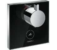 Hansgrohe ShowerSelect Glass afbouwdeel voor inbouw thermostaat Highflow met stopkraan v. 1 douchefunctie en extra uitgang zwart/chroom 15735600