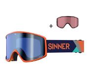 Sinner Skibril Sinner Sin Valley Matte Orange Double Full Blue Mirror + Double Pink