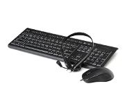 Platinet F4IN1OS01 - 4-in-1 Office Kit - QWERTY USB Toetsenbord - USB Muis - 3.5 mm jack headset met microfoonarm - muismat - zwart