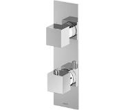 Hotbath Bloke thermostatische inbouwdouchekraan met 3-weg omstelling verticaal, chroom