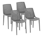 Royal Catering Stoel - set van 4 - Royal Catering - tot 150 kg - gevlochten rugleuning - grijs