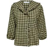Selected T-Shirt Slflucilla 3/4 Ruffle Collar B voor dames - Maten: 34, 36, 38, 40