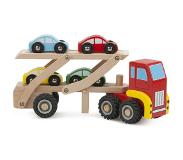 New Classic Toys autotransporter junior hout rood/bruin 2 delig