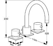 Jado 3 Gats Wastafelkraan Jado 2 handvaten Geometry F1261AA