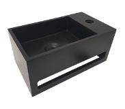 Boss & Wessing Fontein met Handdoekhouder BWS 35.6x20.3x15.9 cm Mat Zwart (kraangat rechts)