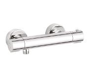 Kludi Basic, douchethermostaatkraan, wand, tweegreeps, 2-gats, 150mm hartmaat, temperatuurbegrenzing, met S-koppelingen, chroom