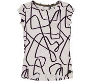 LEVV Meisjes t-shirt - Tamia - AOP Wit grijs gestreept. Maat 116