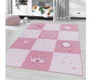 Muratap Tapijtenloods Play Vloerkleed Kinderkamer Little Princess Laagpolig Roze- 80x120 CM