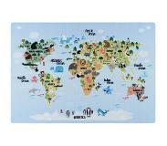 Muratap Tapijtenloods Play Vloerkleed Kinderkamer Wereldmap Laagpolig Blauw- 140x200 CM