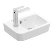Villeroy & Boch O.novo fontein Compact 36 x 25 x 14,5 cm,, met overloop,, afzetplateau links, Wit Alpin