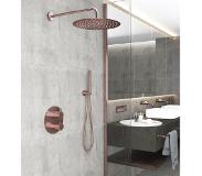 Saniclear Copper inbouw regendouche met muurarm 30 geborsteld koper