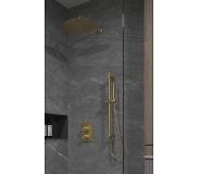 Saniclear Brass inbouw regendouche met glijstang en muurarm 30 geborsteld messing