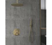 Saniclear Brass ronde inbouw regendouche met plafondarm 20 geborsteld messing