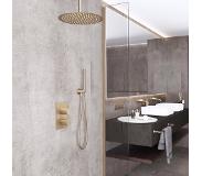 Saniclear Brass inbouw regendouche met plafondarm 20 geborsteld messing