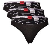 HUGO BOSS Stripe Thong 3 Units Zwart S Vrouw