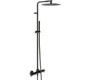 Blinq Cross showerset met thermostaat kruisgreep black steel