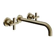 Royal plaza Rosa afdekset tweegreeps wandkraan met kruisgreep uitloop 23cm bronze