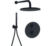 Paffoni Light doucheset rond met 23cm ronde hoofddouche inclusief handdouche en slang zwart mat KITLIQ018NO74VAL