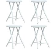 vidaXL Tuinkrukken inklapbaar 4 st rattan-look HDPE wit