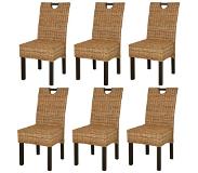 vidaXL Eetkamerstoelen 6 stuks Kubu rattan mangohout (3x243638) online kopen